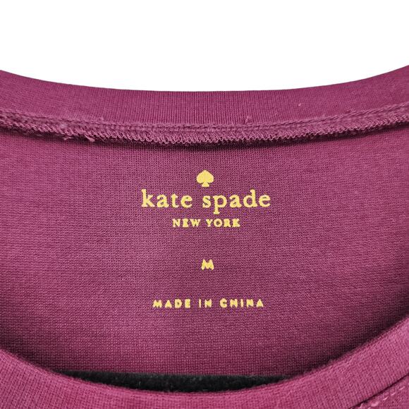 Kate Spade Bell Sleeve Ponte Purple Fit Flare Pockets Dress Size Medium - Picture 3 of 6